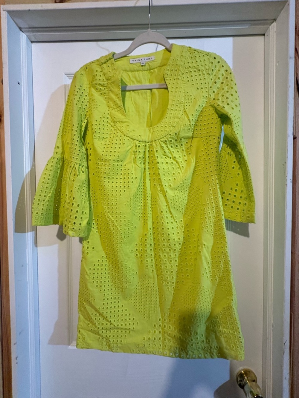 Trina Turk Neon Lime Eyelet Shift